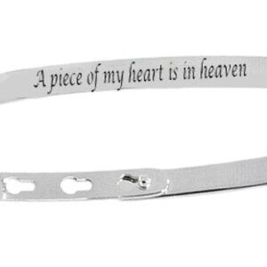 A Piece Of My Heart Is In Heaven Adjustable Inscription 7mm Wide Bracelet